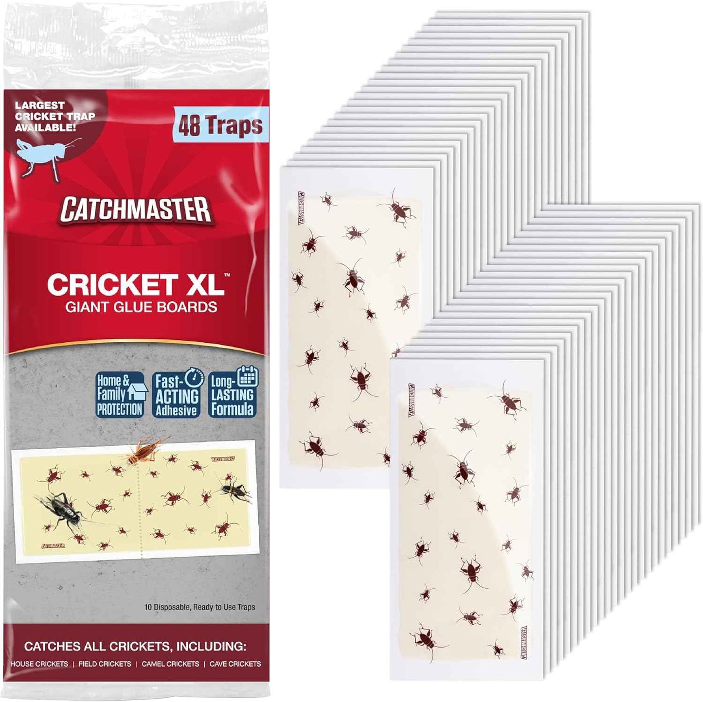 Catchmaster Cricket XL Giant Glue Boards 6-Pk, Adhesive Bug Catcher Cricket Traps Indoor, Sticky Trap for Inside Your Home, Bulk Insect Killer, Insect Traps for House & Garage, Pest Control for Home