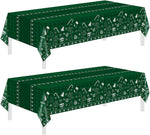 Childom 2 Pack Christmas Tablecloths,Christmas Party Decoration,54 x 108 Inch,Disposable Plastic Table Cloths Rectangular for Party Supplies,Xmas Tree Table Cover for Home,Dinner,Indoor,Outdoor,Picnic