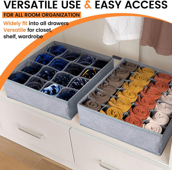 3 Pack Sock Underwear Drawer Organizer Dividers for Closet Storage