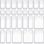 SMARTAKE 13-Piece Drawer Organizers with Non-Slip Silicone Pads, 5-Size Desk Bathroom Drawer Organizer Trays Storage Tray for Makeup, Jewelries, Utensils in Bedroom Dresser, Office and Kitchen, Clear