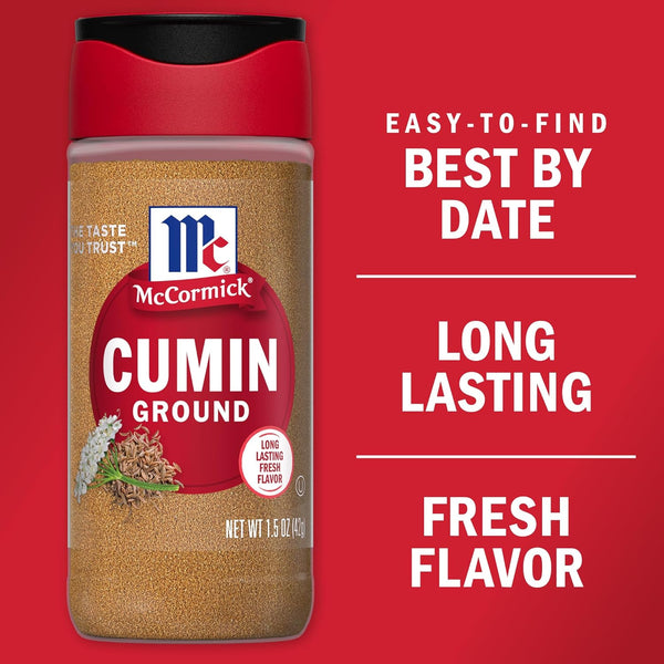 McCormick Ground Cumin, 1.5 Oz, Spice Blend, Latin American, Indian, Moroccan, Whole Cumin Seeds