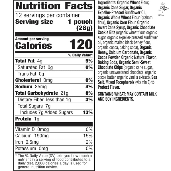 Annie's Organic Friends Bunny Grahams Snacks, Chocolate Chip, Chocolate, and Honey Baked Graham Crackers, 12 Pouches, 12 oz