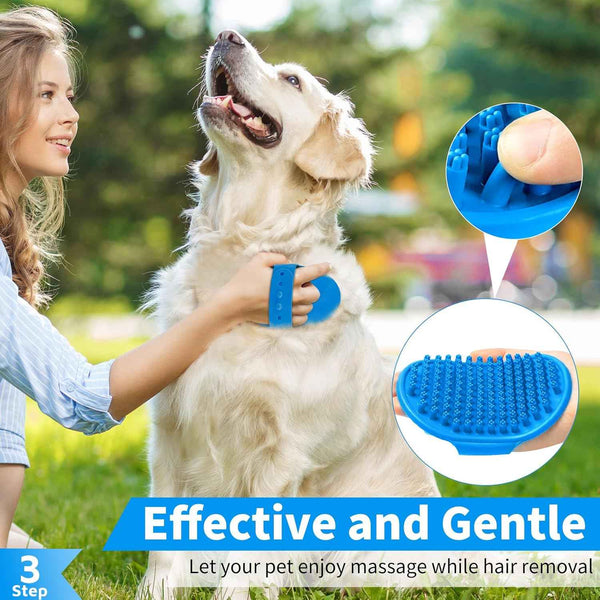 Comotech 6PCS Dog Bath Brush & Dog Toothbrush | Adjustable Handle Shampoo Brush & Scrubber for Short & Long Haired Dogs & Cats | Effectively Solve Odor & Stain Removal Problems | Pet Supplies (Blue)