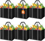 WISELIFE Reusable Grocery Bags with Handles - 3 Pack, 35L Large Shopping Bags for Groceries, Water-Resistant & Foldable Grocery Totes for Lasting Use for Kitchen, Market, Car Trunk, Picnic (Gray)