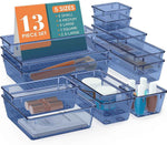 16 PCS Drawer Organizer Set, 5 Varied Size Bathroom and kitchen Drawer cabinet organizer Trays, Clear Storage Bins for Makeup, Jewelry, Utensils and Gadgets