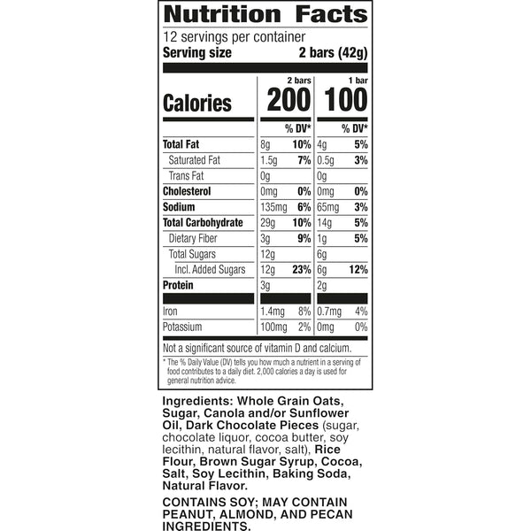 Nature Valley Crunchy Granola Bars, Oats 'N Dark Chocolate, 24 Bars, 17.88 oz (12 Pouches)