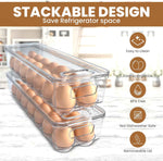 Utopia Home Clear Stackable Egg Holder for Refrigerator Organization - Pack of 2 with Lid and Handle