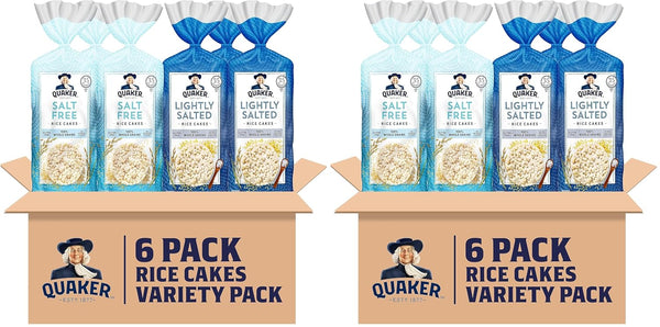 Quaker Large Rice Cakes, 3 Flavor Variety Pack, Gluten Free, 6 Count