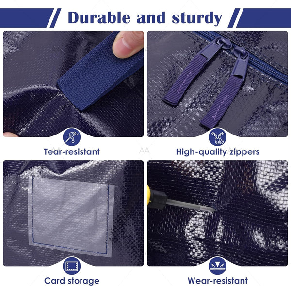 6 Pack Moving Bags Heavy Duty 210GSM with Full-Open Side Zipper for College Dorm Move-In