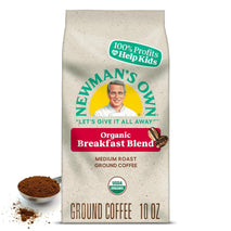 Newman's Own Organics Breakfast Blend, Ground Coffee, Fair Trade, Medium Roast, 10oz Bag, USDA Organic