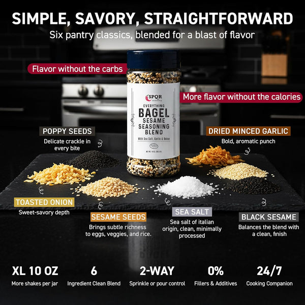 Original Everything Bagel Seasoning Blend Extra Large 10 Ounce Jar with Flip Top Cap