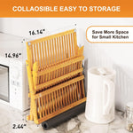 Bamboo dish drying rack with utensil holder for kitchen counter