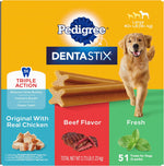 pedigree dentastix large breed dog treats original beef flavor dental chews 2.73 lb variety pack