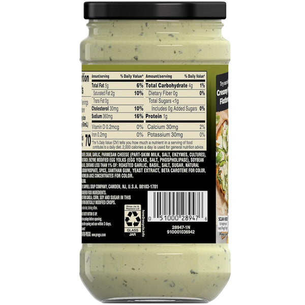 Prego Creamy Roasted Garlic Pesto Pasta Sauce, 14.5 oz Jar, No Added Sugars, Real Basil