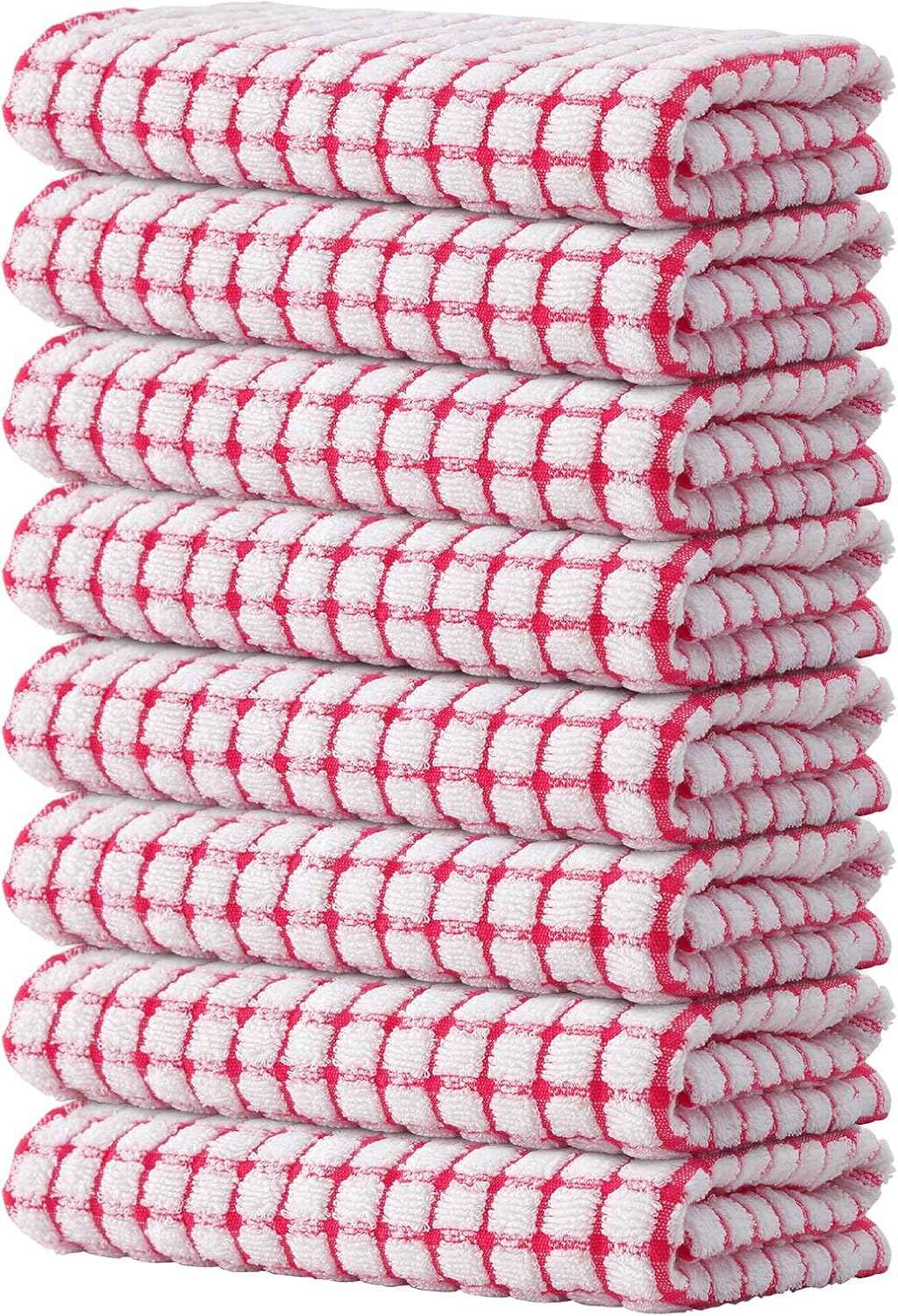 Kitinjoy Cotton 8 Pack Terry Kitchen Dish Cloths, 12 x 12 Inches Super Soft and Absorbent Dish Rags, Quick Drying Dish Towels for Washing Dishes, Mixed Color