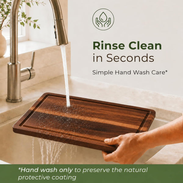 Acacia Wood Cutting Board Set of 3 with Holder and Juice Grooves for Kitchen Use