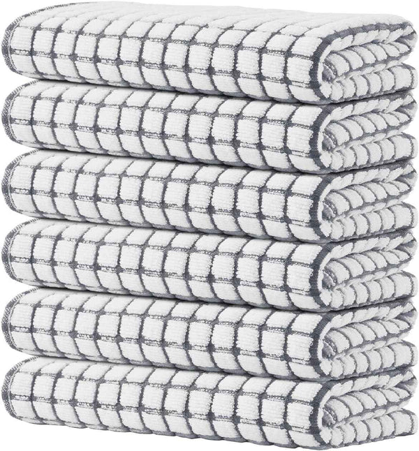 Kitinjoy Cotton 8 Pack Terry Kitchen Dish Cloths, 12 x 12 Inches Super Soft and Absorbent Dish Rags, Quick Drying Dish Towels for Washing Dishes, Mixed Color