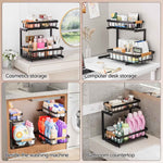 ADBIU Under Sink Organizer, 2 Pack 2 Tier Expandable Height Kitchen Bathroom Cabinet Organizers