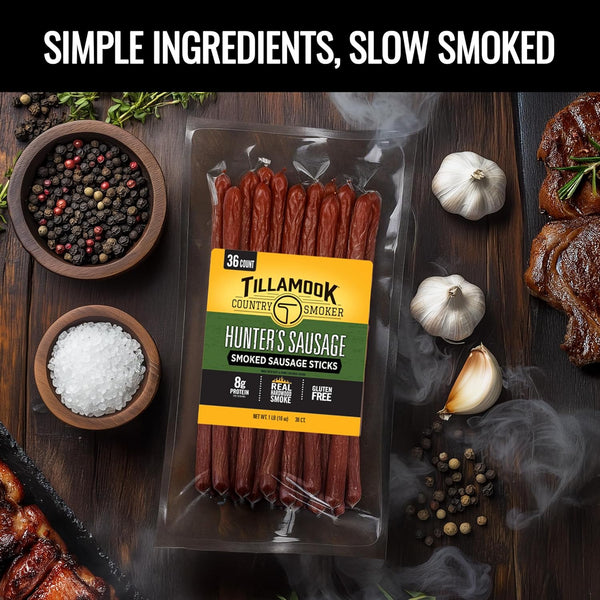 Tillamook Country Smoker Hunter's Sausage Smoked Sausage, 16 Oz, 36 Ct, Bulk Pack