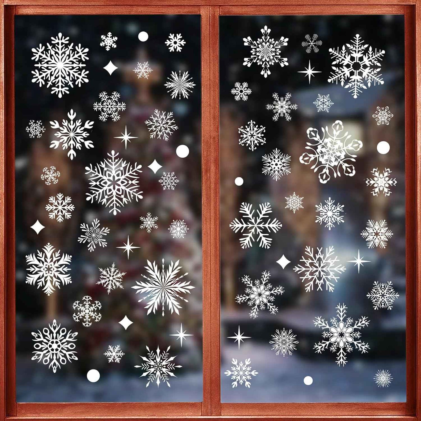 438Pcs Snowflake Window Cling Stickers for Christmas Decorations, 10 Sheets Christmas Window Clings of Different Shapes Xmas Decals for Glass Home Decor Indoor and Outdoor Party Supplies