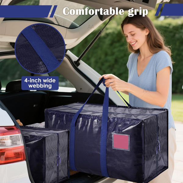 6 Pack Moving Bags Heavy Duty 210GSM with Full-Open Side Zipper for College Dorm Move-In