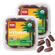 Natural Delights Organic Medjool Dates - USDA Certified, Fiber & Potassium, Naturally Sweet, Plump - 12 oz Tub (2-Pack)