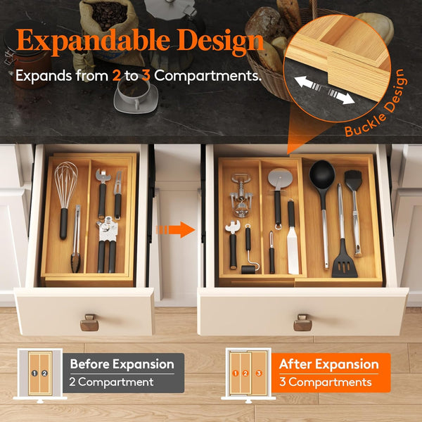 Lifewit Utensil Organizer for Kitchen Drawer Storage