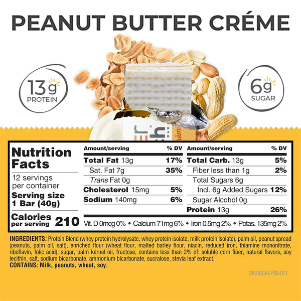 Power Crunch Protein Energy Wafer Bars, 1.4 Ounce, 12 Count, Peanut Butter Creme