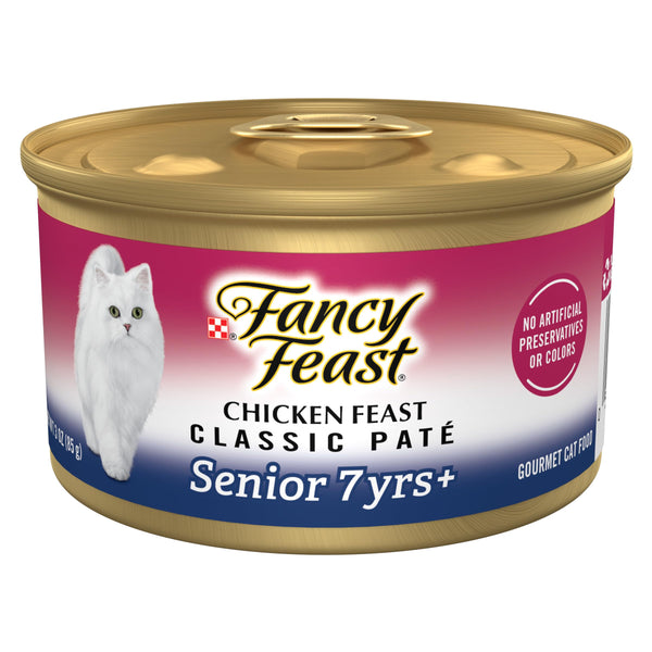 purina fancy feast wet senior cat food 7 years plus chicken feast pate, 3 oz cans, pack of 24