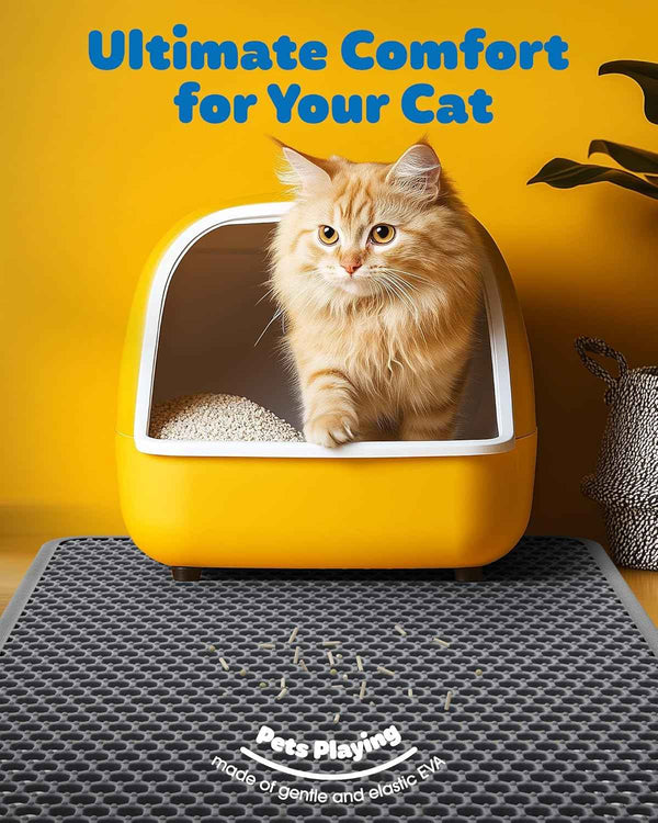 Grey Small Litter Trapping Mat, Easy to Clean Waterproof Kitty Litter Mats for Floor, 23.2'' x 14.6''
