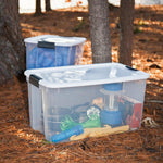 Sterilite 4 Pack Ultra Latching Box Storage Bins with Lids Clear Plastic 70 Quart Heavy Duty Organizing Containers