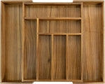 Acacia Kitchen Drawer Organizer with 8 Slots and Adjustable Size