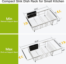 Stainless Steel Dish Drying Rack for Kitchen Sink with Utensil Holder