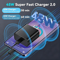 45W Super Fast Charger USB Type C Charger Cord 6.6FT with Android Phone Charger Fast Charging Block for Samsung Galaxy S26/S26 Ultra/S26+/S25/S25 Ultra/S25+/S24/S23/S22/S20/S21/Note 20/Note 10, Black