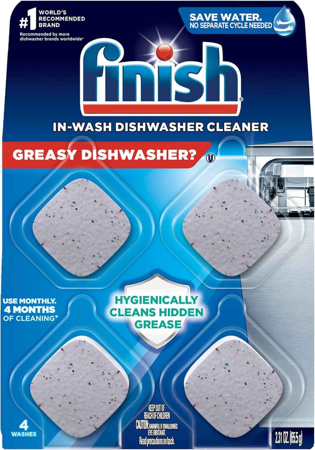 Finish Dishwasher Cleaner Liquid, Deep Cleans Hidden Grease & Limescale, Fights Odors & Maintains Performance, 3 Month Supply, 8.45oz, 1 Bottle