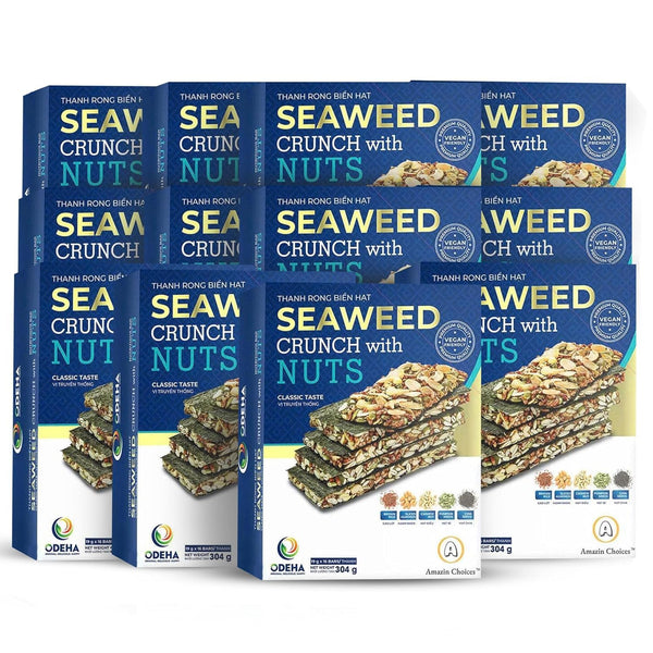 Vegan seaweed snack bars with nuts and seeds, baked without oils, crispy and flavorful