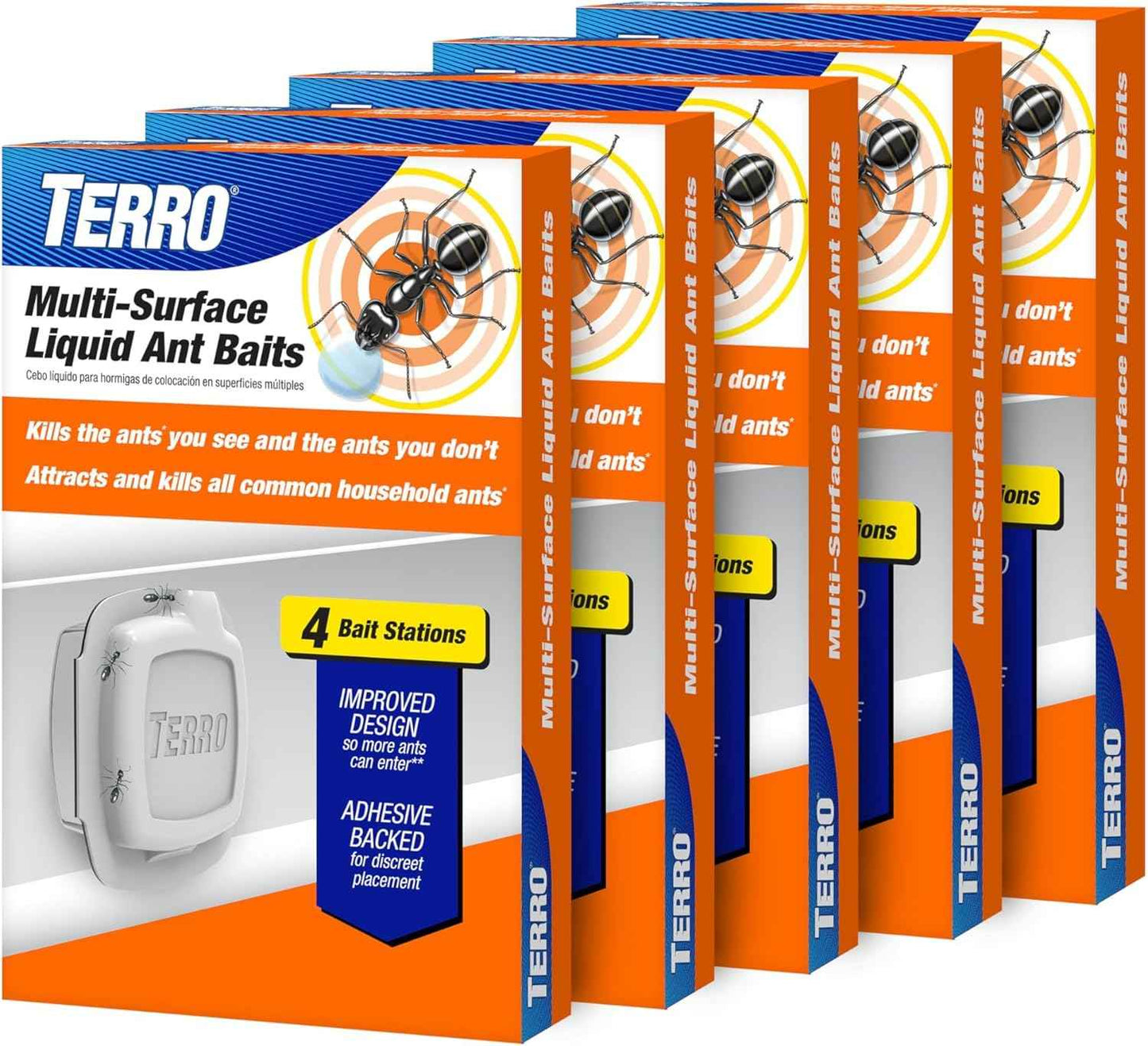 TERRO Indoor Liquid Ant Baits with Adhesive Strips for Discreet Baiting - TERRO Ant Trap and Bait Station - 8 Pack - T334SR