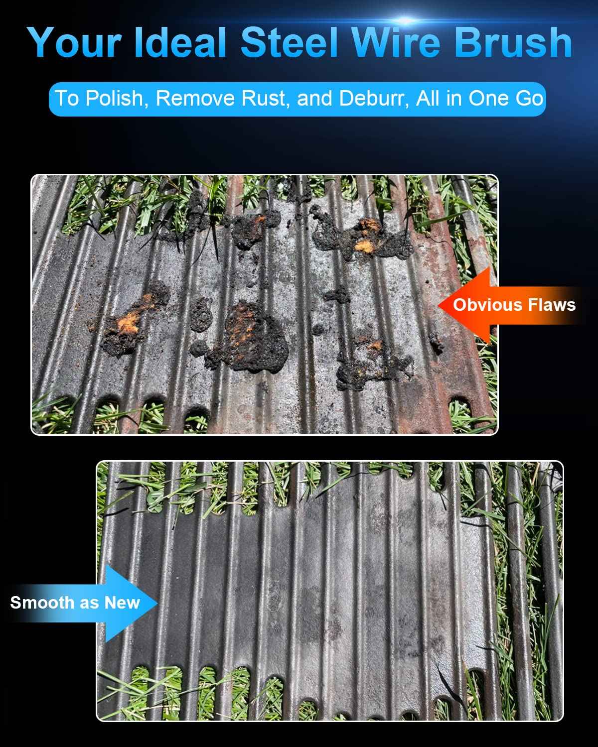 Rocaris 6 Pack Carbon Steel Wire Wheel and Pen Brush Set with 1/4-Inch Hex Shank for Rust Removal, Corrosion and Scrub Surfaces