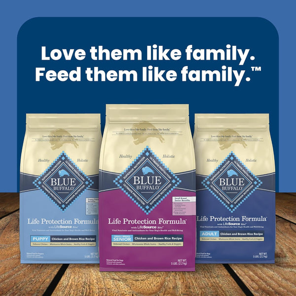 Blue Buffalo Life Protection Formula Small Breed Senior Dry Dog Food, 5-lb Bag, Chicken & Brown Rice Recipe, No Corn, Wheat, or Soy