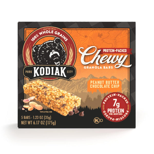 Kodiak Cakes Chewy Granola Snack Bars, S'mores, High Protein, 100% Whole Grains, Pack of 4