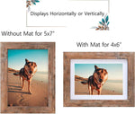 Califortree 5x7 Picture Frame - Can Display Photo 4x6 with Mat, Wood Frame with Shatterproof Plexiglass, Horizontal and Vertical Display for Wall and Tabletop, Rustic Brown