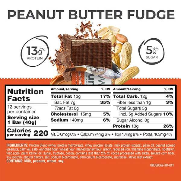 Power Crunch Protein Energy Wafer Bars, 12 Count, Peanut Butter Fudge, 1.4 Ounce