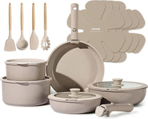 19-piece non-stick cookware set with detachable handles