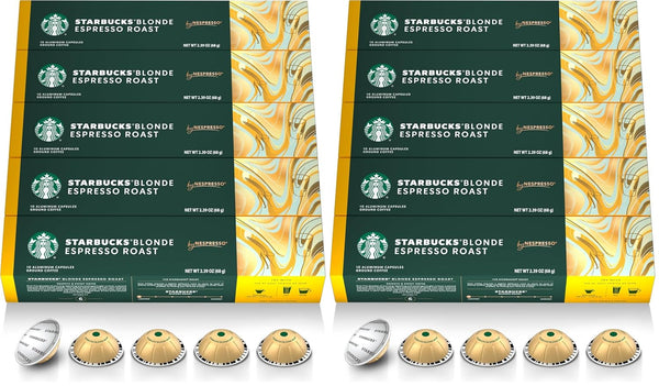 Starbucks Iced Blond Roast Coffee Pods for Nespresso Vertuo Machines, 32-count