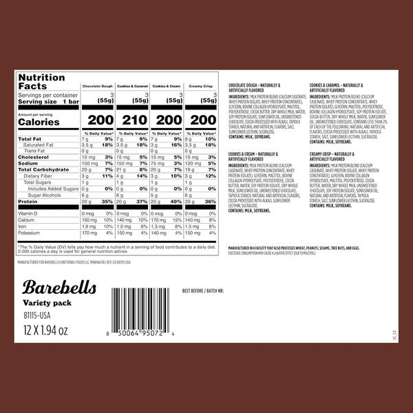 Barebells Protein Bars Variety Pack with 20g of Protein