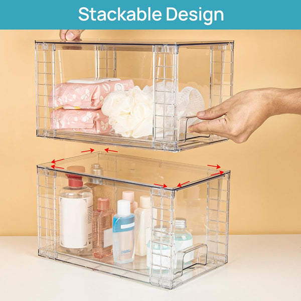 Vtopmart 4 Pack Large Stackable Storage Drawers for Kitchen and Bathroom