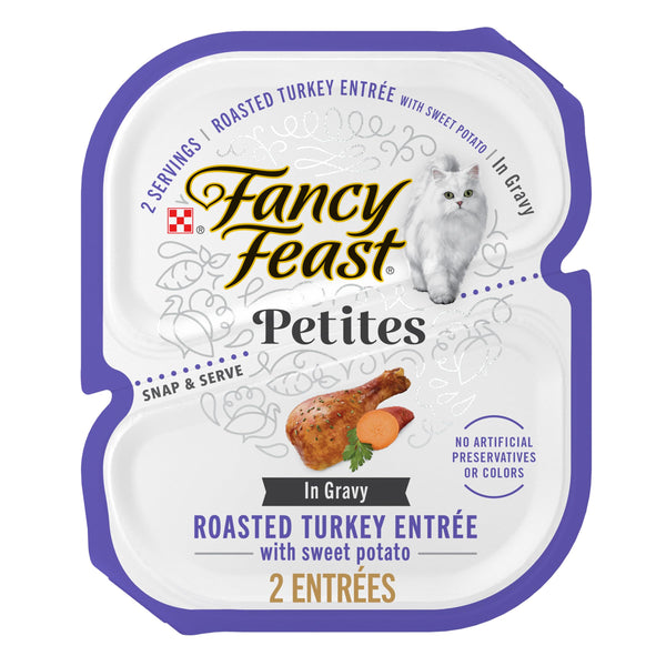 purina fancy feast petites with roasted turkey entrée wet cat food - 2.8 oz tubs - pack of 12