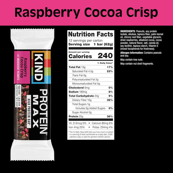 KIND MAX Bars Variety Pack, Gluten Free, Low Sugar, High Fiber Snacks, 12 Count