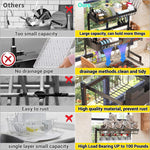 Adjustable Over Sink Dish Drying Rack with Snap-On Design