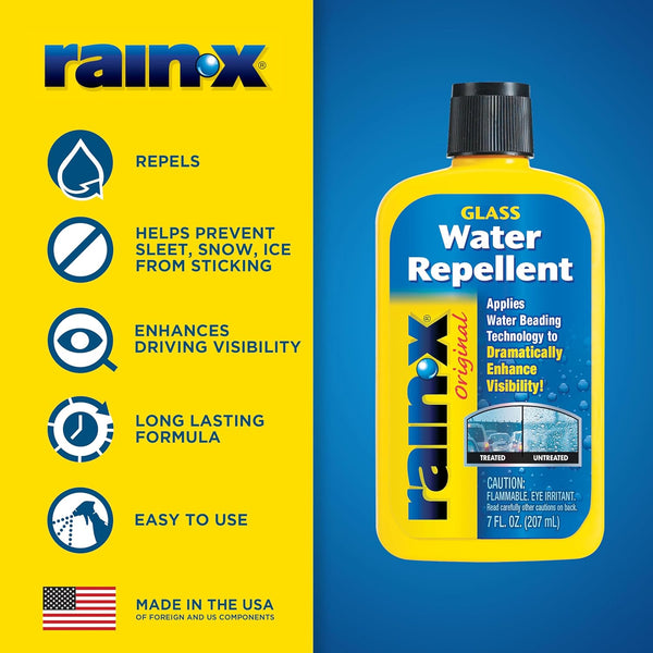 Rain-X 800002243 Glass Treatment, 7 oz, exterior glass treatment for improved wet weather driving visibility
